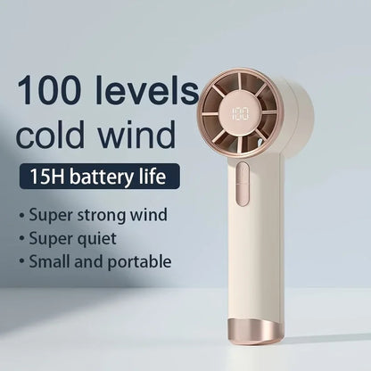 Mini Portable Handheld Fan Instant Ice Mode 100 Winds Speeds Adjustable 3000mAh Electric Fans Rechargeable Outdoor Personal Fan