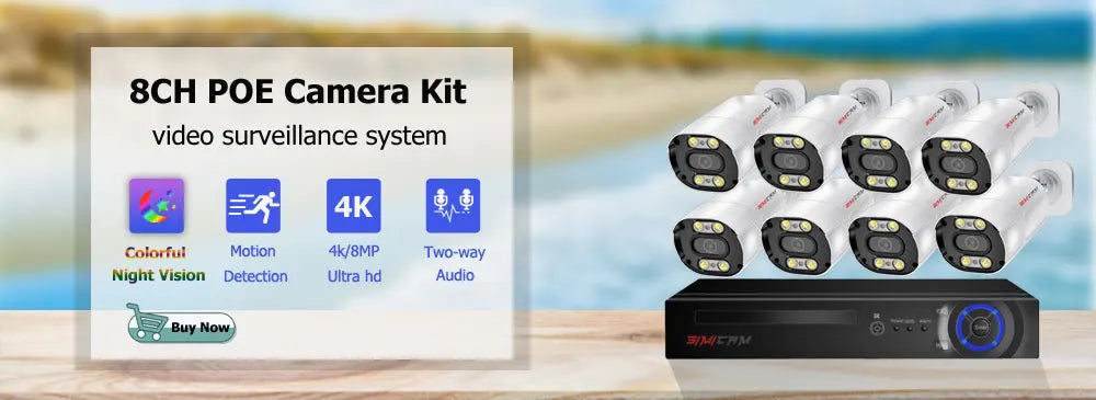 4K Poe Video Surveillance Camera Ip Onvif Audio 48V POE/DC 12V 4MP/5MP/8MP Night Vision Bullet WaterProof security camerafor NVR