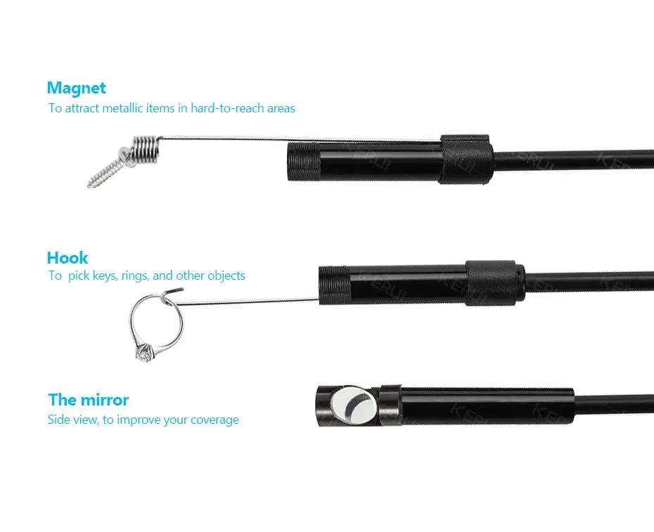 7MM Android Endoscope Camera 3 IN1 Micro USB Type C Borescope Mini Camera Waterproof LED Car Inspection For HUAWEI XIAOMI PC