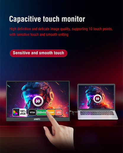 14 Inch Portable  Touch Monitor Non-touch optional 16:10 400cd/m2 Gaming Computer Expand Display For XBox PS4/5 Switch Loptop