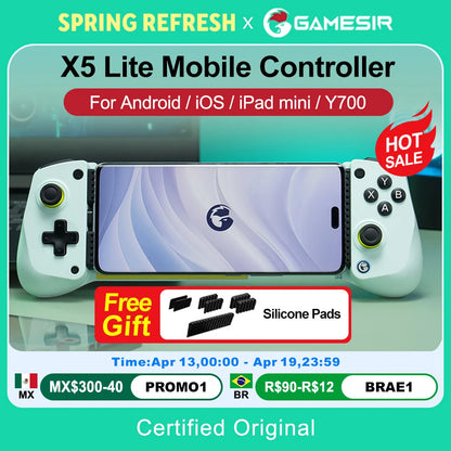 GameSir X5 Lite Mobile Phone Gamepads for iPhone 16 15 Series iPad Mini Android Tablet Controller Hall Effect Joysticks Design