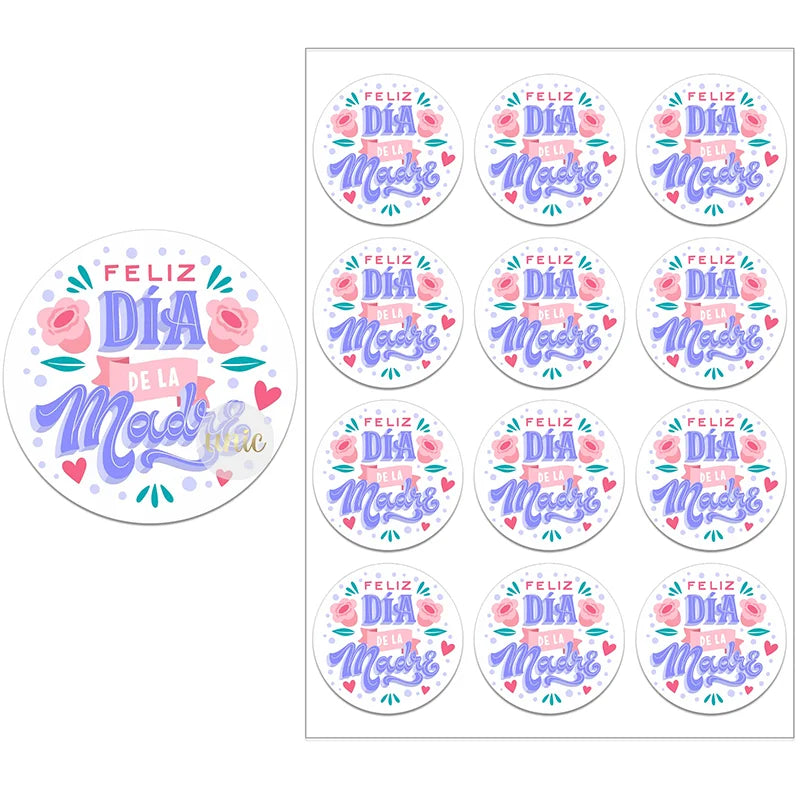 Feliz Día De La Madre Español Happy Mother's Day Decor Stickers Labels Floral Self-adhesive Paper Labels