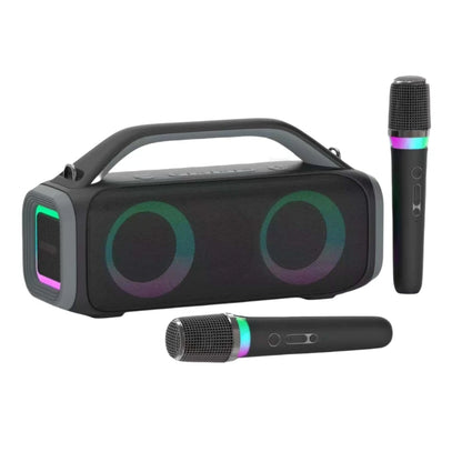 Karaoke Machine for Adults, Portable Bluetooth Speaker with 2 Wireless Microphones, Portable PA System with Disco Lights