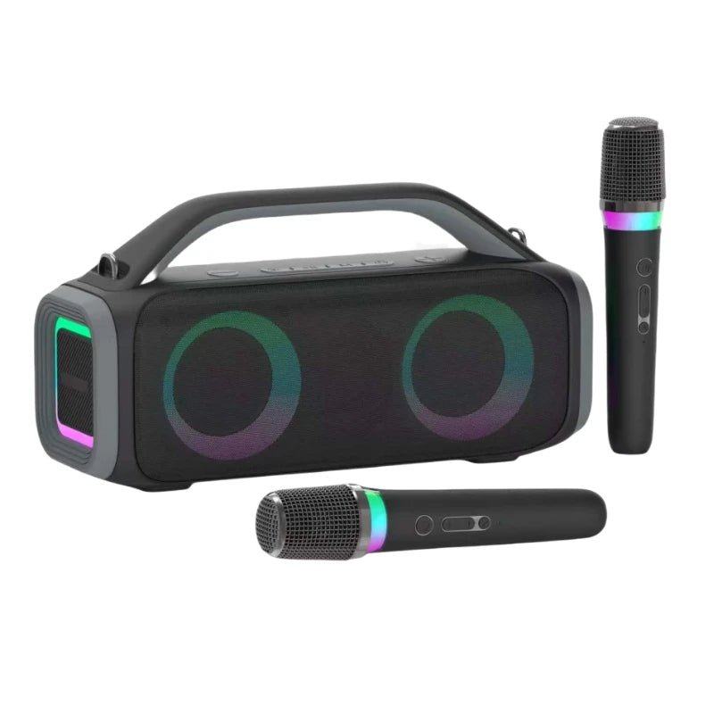 Karaoke Machine for Adults, Portable Bluetooth Speaker with 2 Wireless Microphones, Portable PA System with Disco Lights