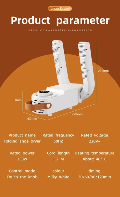 Q1 Intelligent Timer Shoe Dryer Adjustable Dryer Quick Drying Deodorizing Sterilizing Shoe Dryer Household Shoe Warmer Heater
