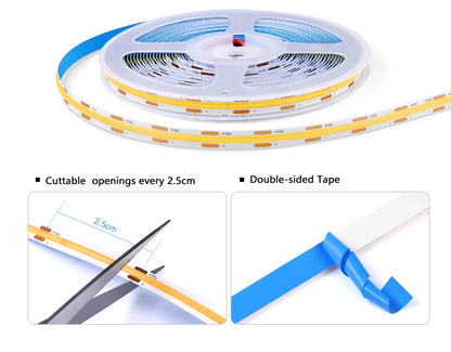 LED Acoustic Board Decorative COB Light Strip Touch Dimmable Wall Background Lamp Show Shelf Under Cabinet Bedroom Night Light
