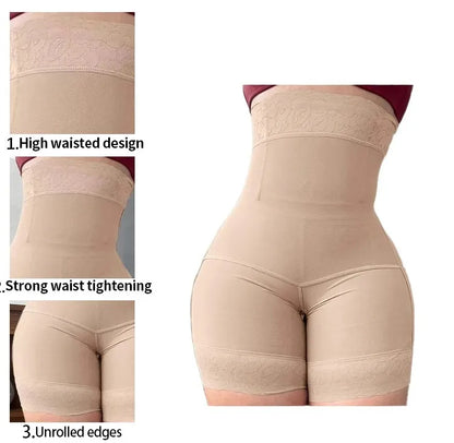 Cross border lace high waisted body shaping pants with zipper, waist cinching and hip lifting pants, waist cinching and body sha