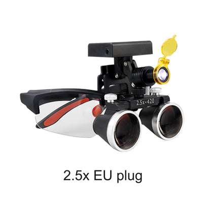 2.5X/3.5X 420mm Dental Loupe Magnifier Binocular Magnifier Surgery Surgical Operation Loupe with Spotlight Head Light 5W LED