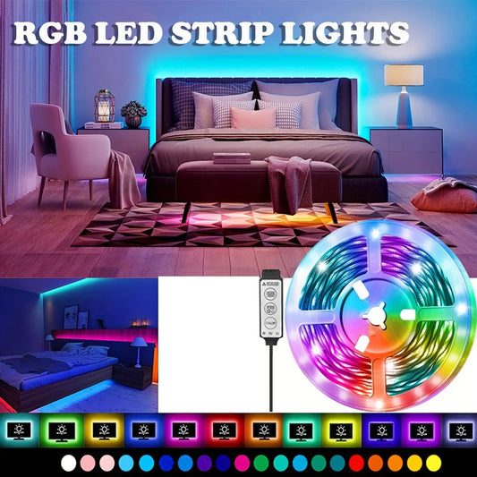 12LEDs/M Led Strip Lights RGB Led Strip Flexible Ribbon with 3Key Control Luces Led Tape Lights for Room Decor TV Backlights