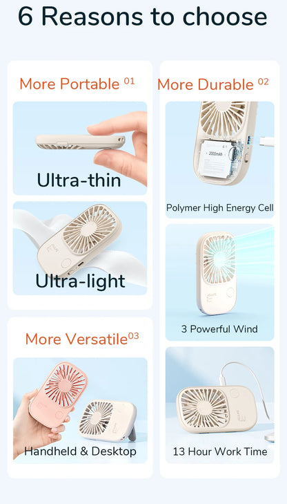 JISULIFE Mini Handheld Fan Portable Fan, Small Desk Fan with Bracket, USB Rechargeable Lash Fans,Eyelash Makeup Fan
