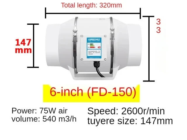 Exhaust Pipe Fan Ventilation Fan Pipe Fan Inline Duct Fan Ventilation Exhaust Blower Fans Quiet For Ducting