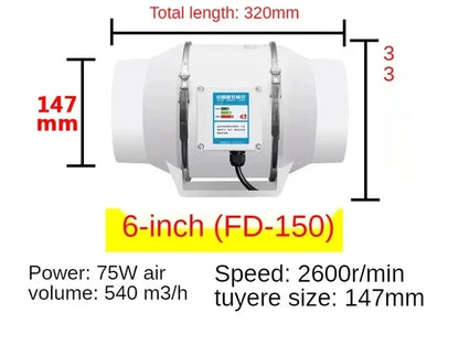 Exhaust Pipe Fan Ventilation Fan Pipe Fan Inline Duct Fan Ventilation Exhaust Blower Fans Quiet For Ducting