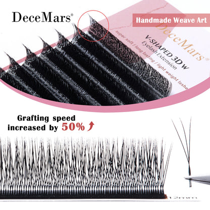 DeceMars V-shaped 3D eyelash extensions Matte Black 12 Rows/Tray