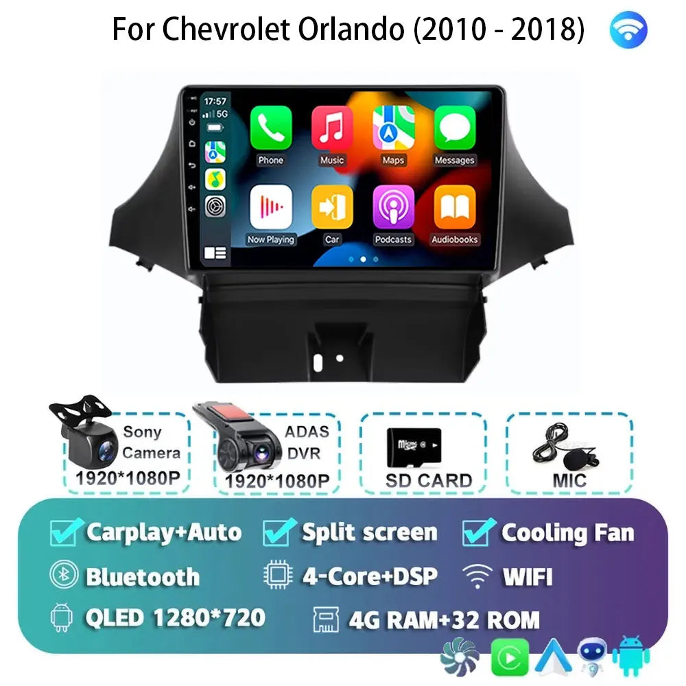 Android 15 Carplay For Chevrolet Orlando 2010 2011- 2018 Car Radio Auto 4G WIFI GPS Navigation Multimedia Video Player Stereo