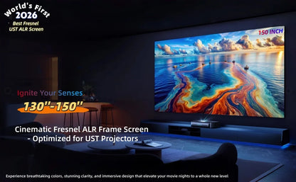F16UST New Gen Cinema-Pro Fresnel PET ALR Projection Screen for UST Laser Projector Fixed Frame Screen 16:9 8K UHD