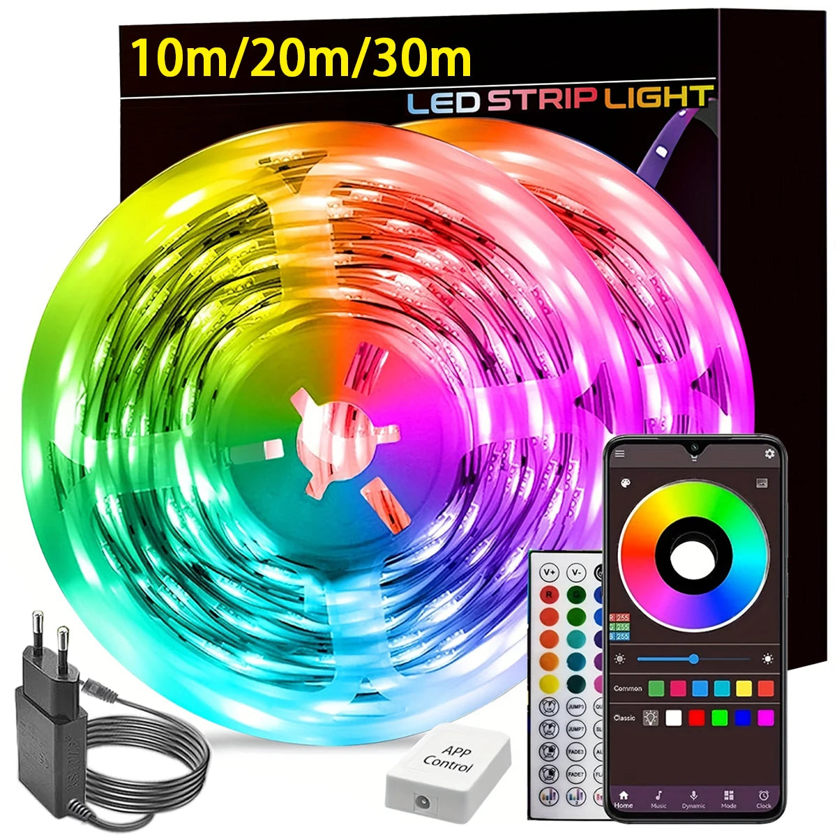 LED Strip Lights 10m 20m 30m Music Sync RGB Led Strip Tape Lights for Room Home Party Decoration TV Backlight Felxible Ribbon