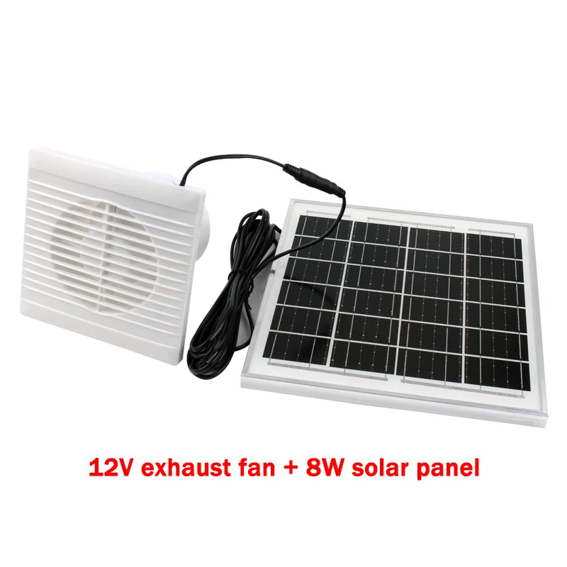 Solar 12V Exhaust Fan Air Blower High Speed Ventilator Energy-saving Anti-Mosquito Design Kitchen Bathroom Chicken/Duck Coop