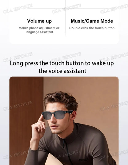 New Camera Control Smart Glasses 2025 Music Sunglasses Headphones Wireless Bluetooth Call Headset HIFI Audio glasses For Android