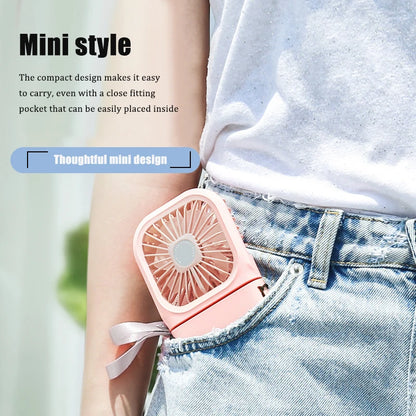 Handheld small fan, outdoor mini folding fan, USB charging portable neck hanging fan, desktop stand small fan