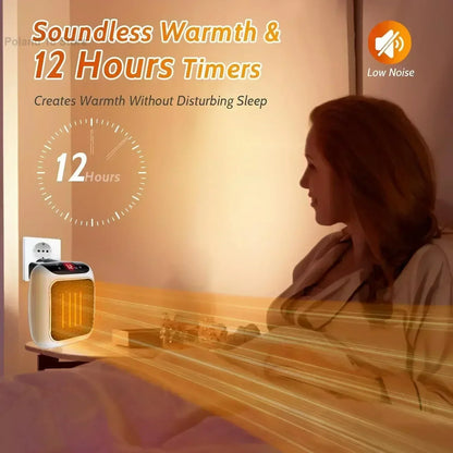 800W Portable Electric Heater EU Small Bathroom Fast Heating Fans Bedroom Heater Home Use Warming Device with Remote Control