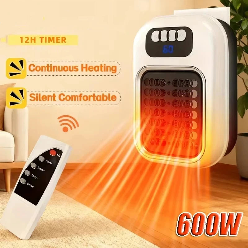 Portable Heater Electric Heater Plug in Wall Room Heater Radiator Remote Warmer Machine Muted for Bedroom Bathroom Office