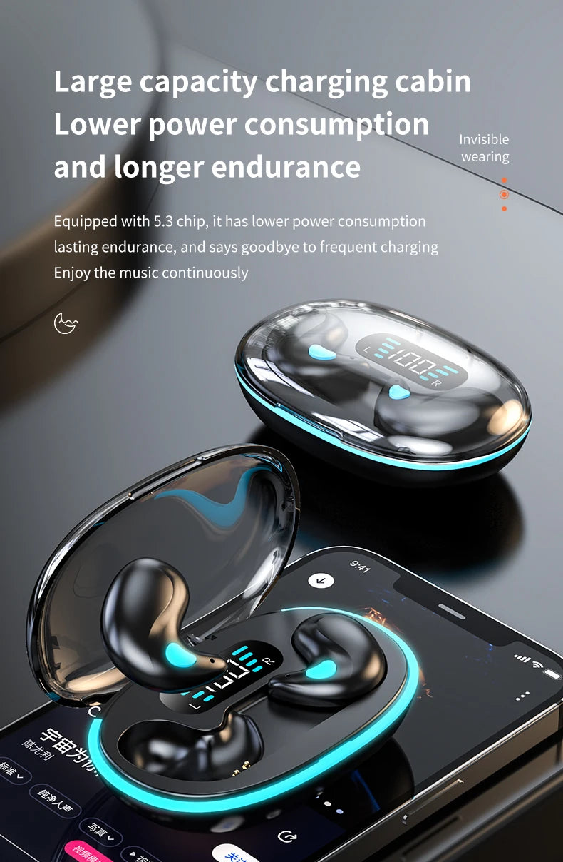 New X55 Bluetooth Wireless Headphones Earbuds Ear Hooks Bluetooth Earphones Bass Noise Reduction Earbuds HiFi Stereo Headsets