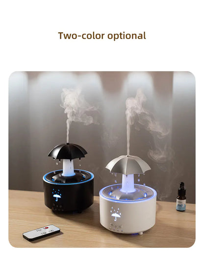 New Creative Rotating Raindrop Aromatherapy Machine Rain Cloud Humidifier Heavy Fog Quantity Colorful Moving Head Humidifier