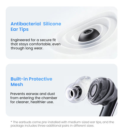 HAYLOU Flowbuds N55 Wireless Earbuds 54dB Adaptive ANC Bluetooth 6.0 LDAC Hi-Res Audio 6-Mic HD Call Earphones 40H Playback IPX5