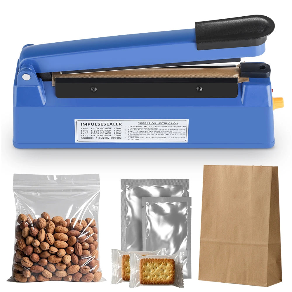 Impulse Sealer Manual Heat Sealer Machine for 8 inch Plastic Bags, Shrink Wrap Bag Sealers Vacuum Sealer Packaging Machine