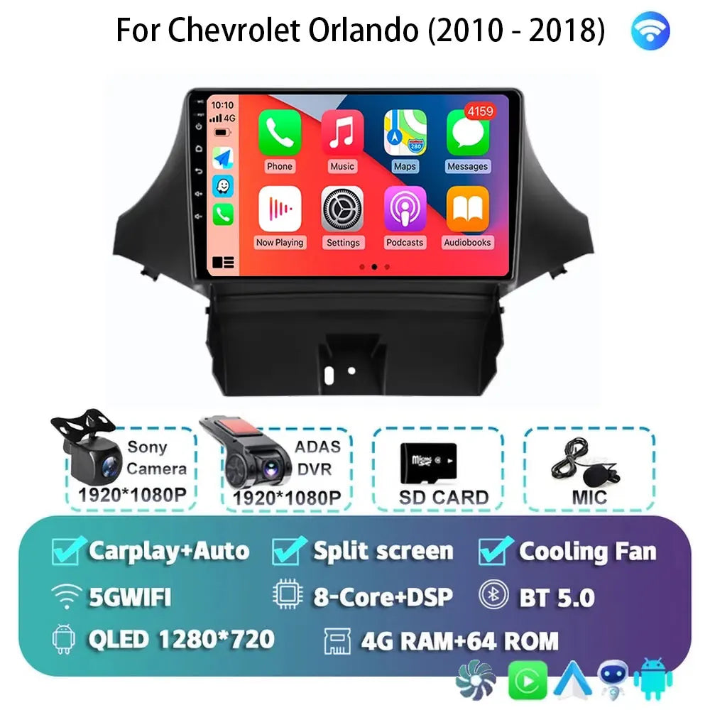 Android 15 Carplay For Chevrolet Orlando 2010 2011- 2018 Car Radio Auto 4G WIFI GPS Navigation Multimedia Video Player Stereo