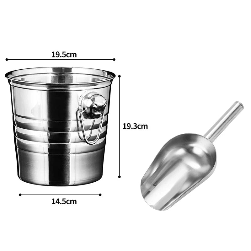 1600ML Ice Bucket- Double Stainless Steel Insulated Durable Portable Summer Drinks Champagne Beer for Outdoor Picnics Bar Events