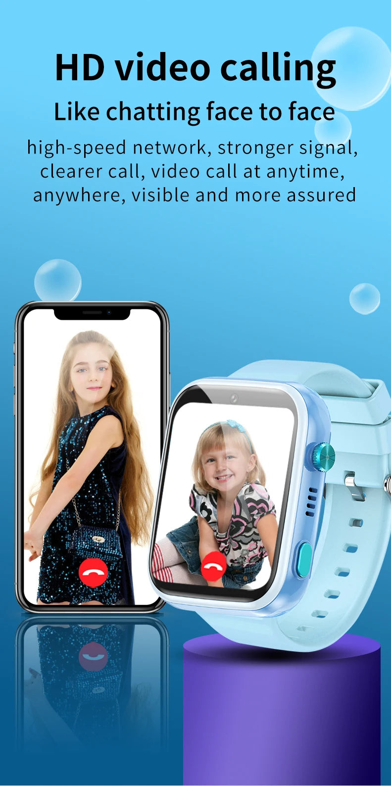 Android WhatsApp Smart 4G Video Voice SOS Call Camera Watch GPS WIFI Trace Locate SIM Card Phone Smartwatch for Student Child