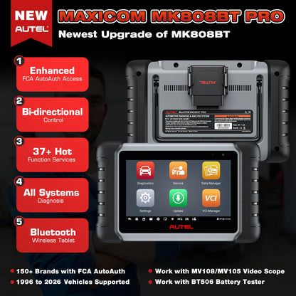 Autel MaxiCOM MK808BT PRO Car Automotivo Diagnostic Tools Bluetooth OBD2 Scanner Code Reader Diagnosis Tool PK MK808KBT MK808S