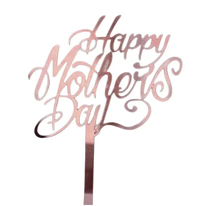 New Happy Mother's Day Birthday Cake Topper Gold High-grade Acrylic MOM Party Cake Toppers Mother's Day Gifts Dessert Decoration