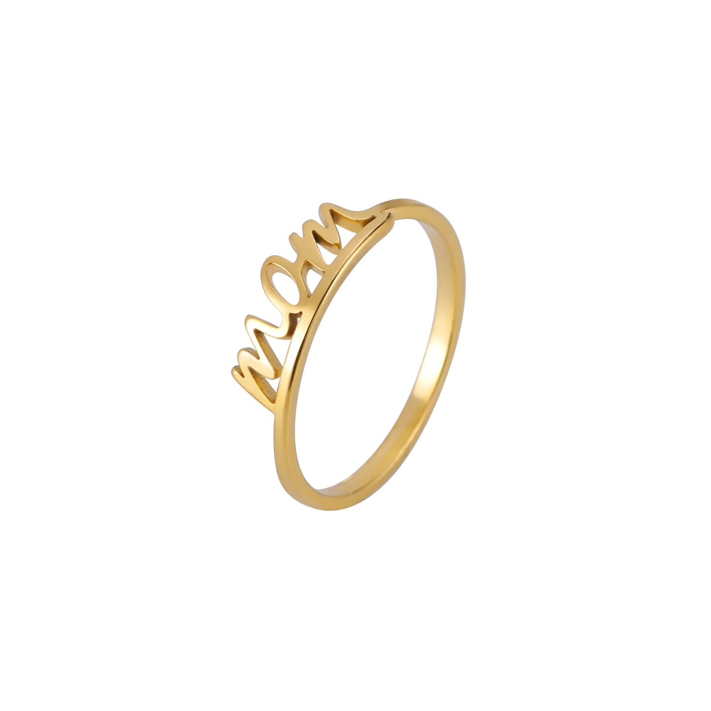 HIPEE New Fashion Gold Plated Glossy MAMA Rings Stainless Steel Letters Ring for Women Men Mom Jewelry Mother's Day Gift