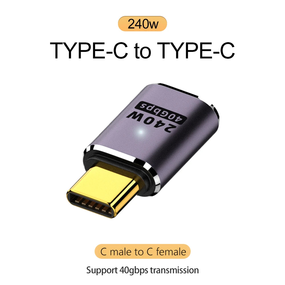 5A Type-C OTG Adapter 240W Fast Charging Data Converter USB4.0 40Gbps Support 8K 60Hz USB C 90/180 Degree Elbow Adapter
