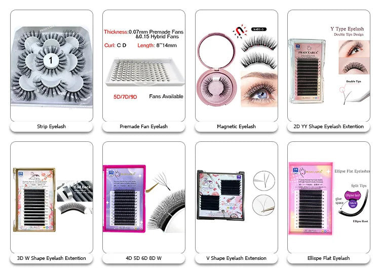 PRAECLARUS 3D Fairy Shape Lashes 12 Rows Eyelashes Premade Volume Fan Natural Soft Light Lashes Triple Tips Eyelashes