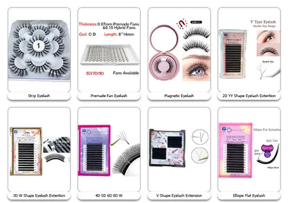 PRAECLARUS 3D Fairy Shape Lashes 12 Rows Eyelashes Premade Volume Fan Natural Soft Light Lashes Triple Tips Eyelashes