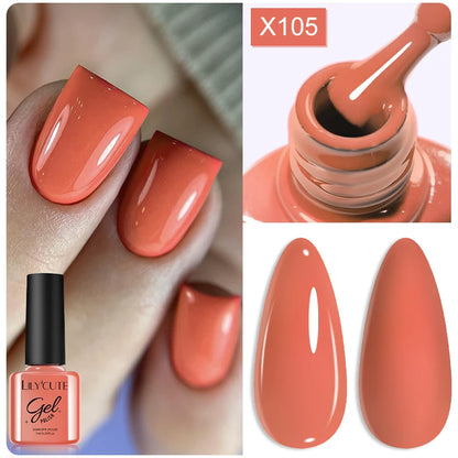 LILYCUTE Nude Crystal Rubber Base Gel Nail Polish Natural Color Semi Permanent UV Gel Soak Off Self Leveling Nail Gel Varnishes