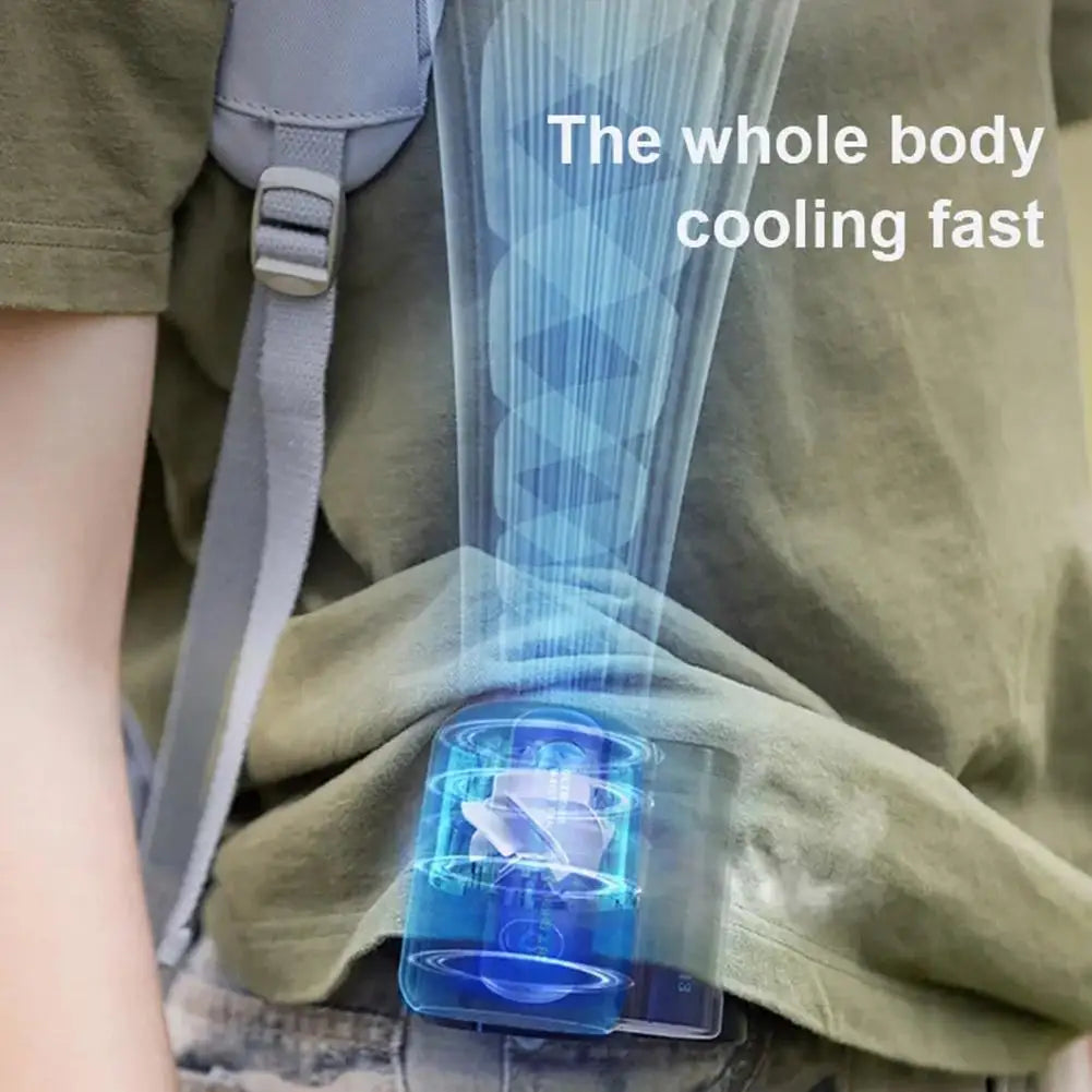 Outdoor waist hanging fan, 3-speed strong wind handheld, portable USB belt clip neck fan, suitable for outdoor travel