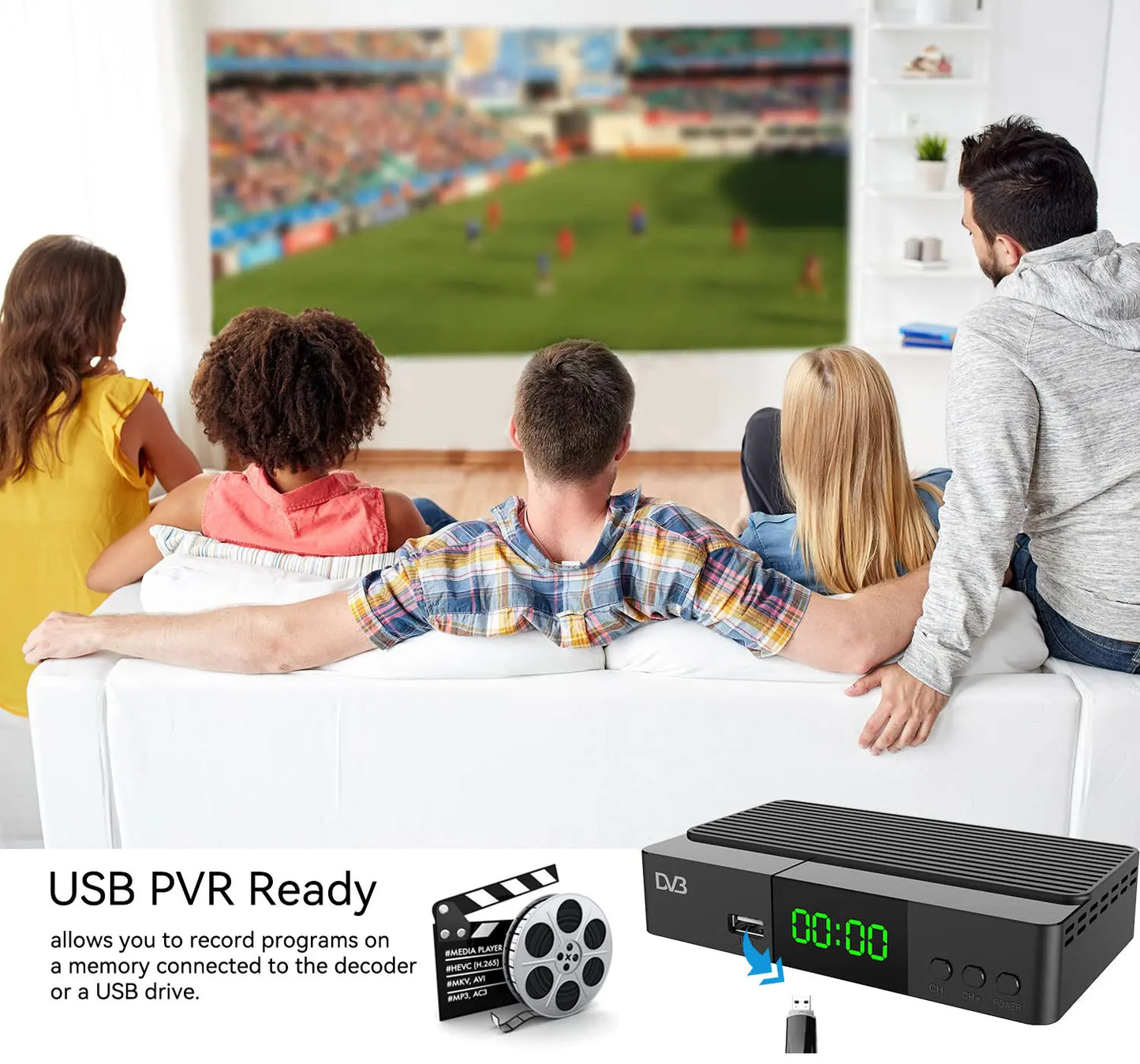 New H.265 TDT DVB-T2 C Digital Terrestrial TV Receiver HD DVB-T2 FTA Set Top Box EPG USB PVR TV Tuner for HD/Old TV