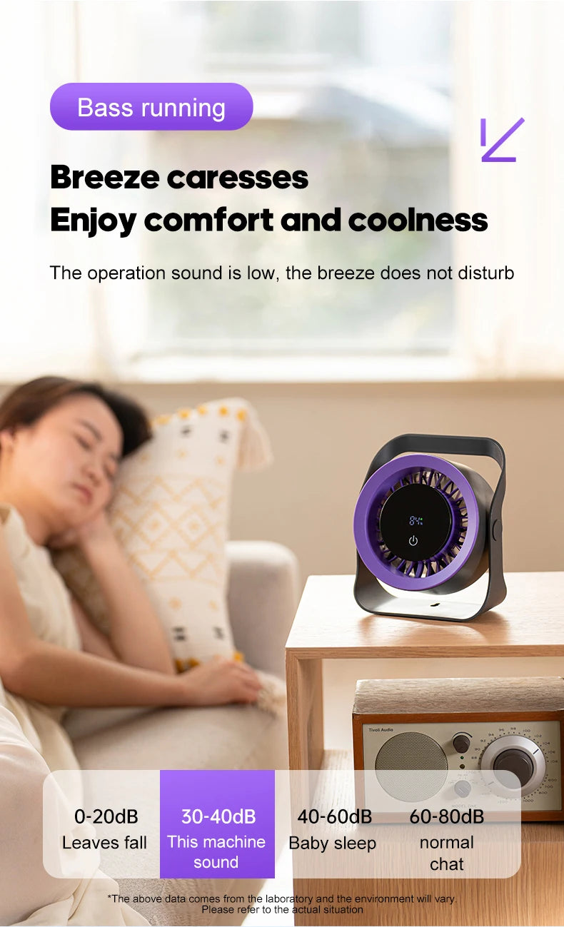 4000mAh Outdoor Desktop Fan Angle Adjustable 100 Speeds Wall Mount Portable Fan With Remote Control and Touch Screen Cooling Fan