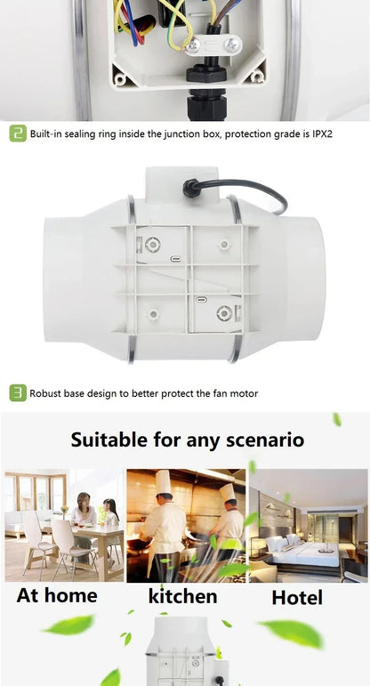 Exhaust Pipe Fan Ventilation Fan Pipe Fan Inline Duct Fan Ventilation Exhaust Blower Fans Quiet For Ducting
