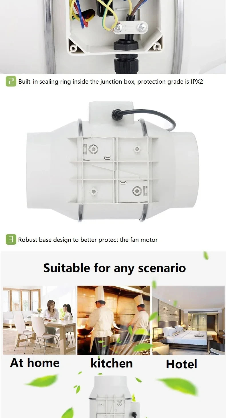 Exhaust Pipe Fan Ventilation Fan Pipe Fan Inline Duct Fan Ventilation Exhaust Blower Fans Quiet For Ducting
