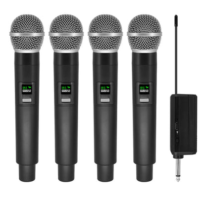 Professional Wireless Microphone 4 Channels Karaoke Handheld  Chargeable Easy Use Outdoor With Suitcase