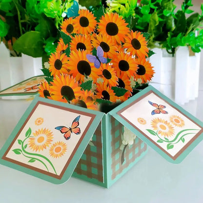 New 3D Pop Up Bouquet Flowers Happy Mother's Day Card 3D Greeting Cards Birthday Postcard Thank You Girlfriend Teacher Gifts