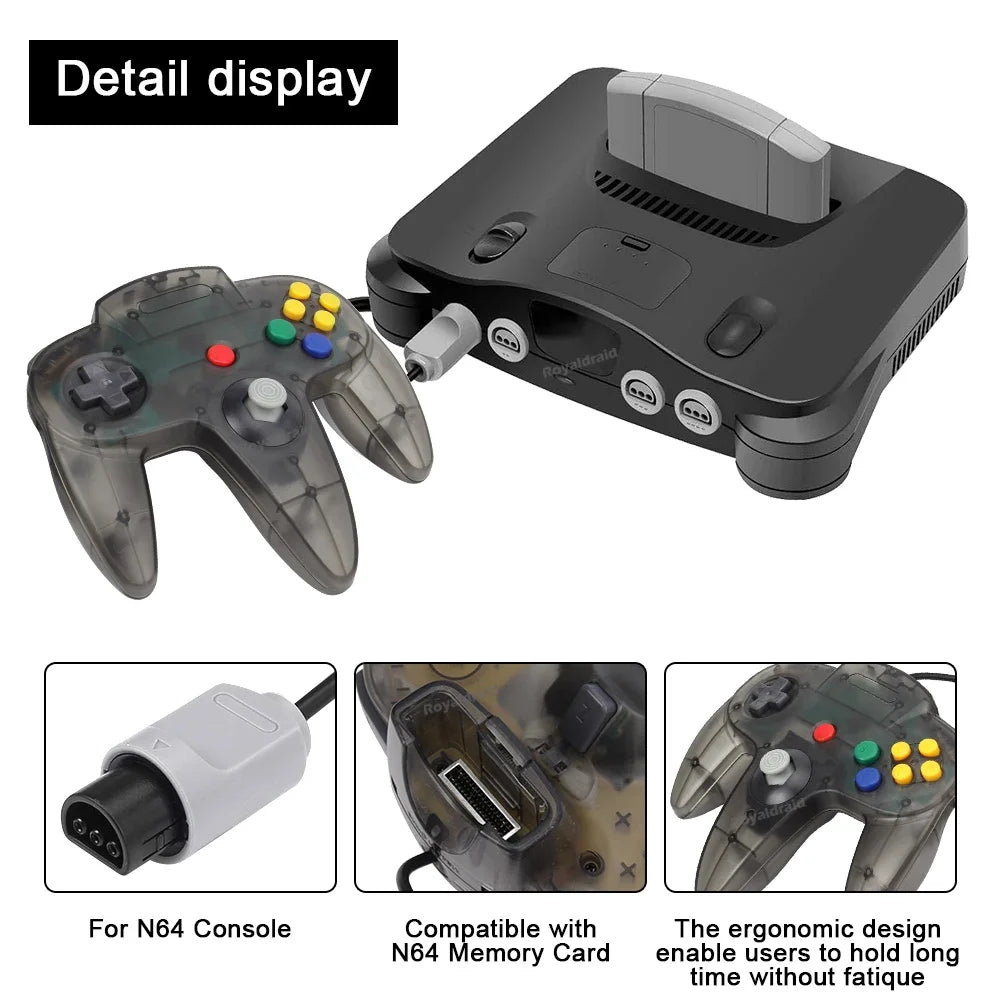 2PCS/Pair For N64 Controller Classic Wired Remote Control Gamepad Gaming Joystick Retro Video Game Joypad for N64 Console Access