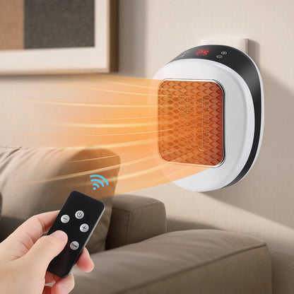 800W Electric Portable Wall Mounted Heater for Small Bathroom PTC Ceramic Heating Fan with Remote Control
