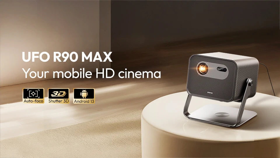 BYINTEK R90 Max 1080P Projector 4K Full HD DLP 2200 ANSI Lumens Android TV 13.0  3D 4K Supported Smart  Home Theater  Projector