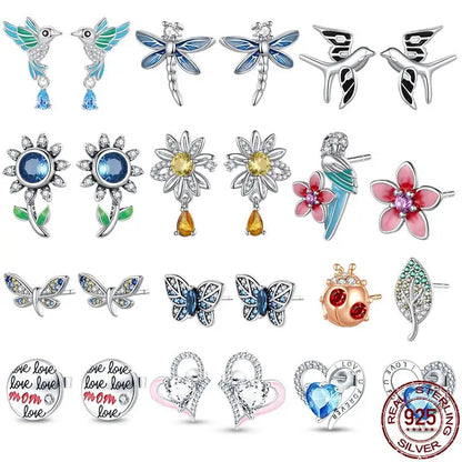 Hot Sale 925 Sterling Silver Spring Zircon Sunflower Stud Earrings For Women 2023 Trending Fashion Jewelry mother's day gift